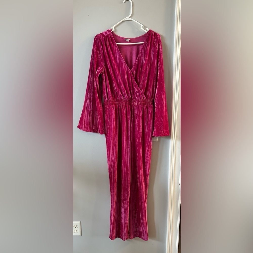 A New Day- Pink Velour Jumpsuit